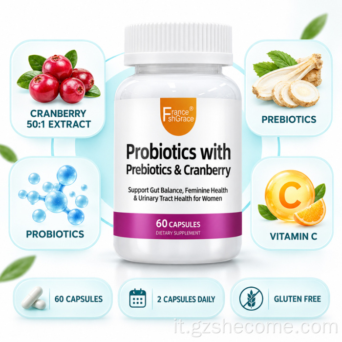 Shecome Probiotic Prebiotic Capsule di mirtillo rosso Salute delle donne